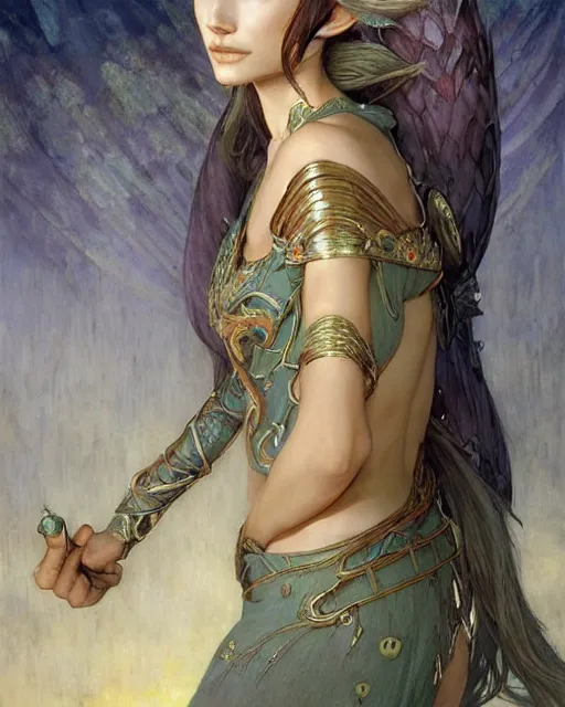 Image similar to a beautiful elf princess by BROM, Edgar Maxence and Ross Tran and Michael Whelan and Jules Bastien-Lepage