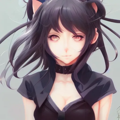 Prompt: anime portrait of a cat girl as an anime girl by Stanley Artgerm Lau, WLOP, Rossdraws, James Jean, Andrei Riabovitchev, Marc Simonetti, and Sakimichan, trending on artstation