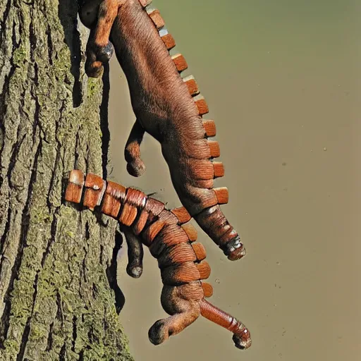 Prompt: a horse - centipede, wildlife photography