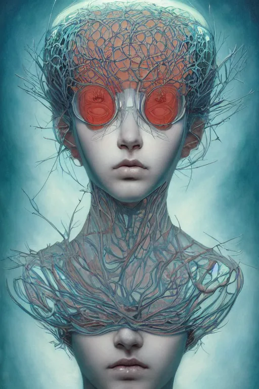 Image similar to prompt : figurative unique features beautiful subconscious, symmetrical face, portrait soft light painted by james jean and katsuhiro otomo and erik jones, inspired by akira anime, smooth face feature, intricate oil painting, high detail illustration, sharp high detail, manga and anime 1 9 9 9