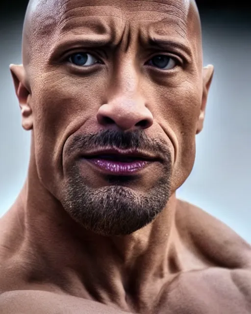 Image similar to film still close - up shot of dwayne johnson as a mime. photographic, photography