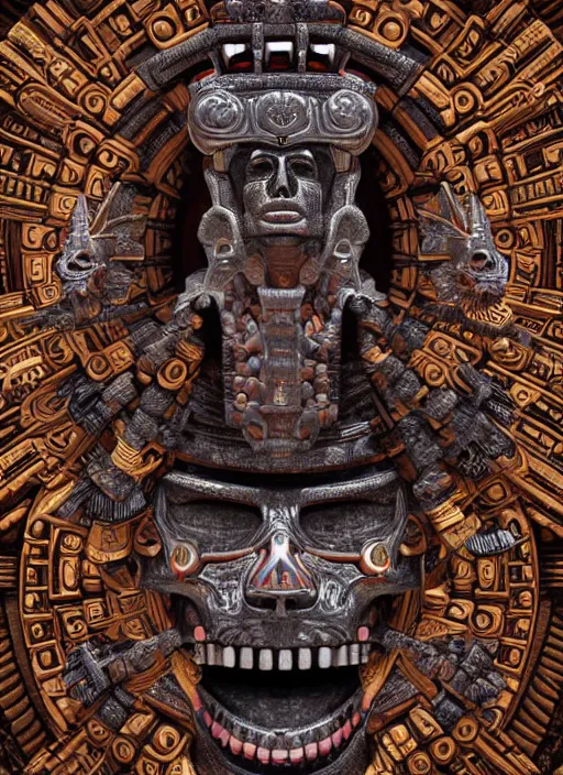 Prompt: digital _ painting _ of _ aztec god of death mictlantecuhtli _ by _ filipe _ pagliuso _ and _ justin _ gerard _ symmetric _ fantasy _ highly _ detailed _ realistic _ intricate _ port