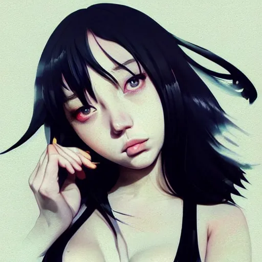 Prompt: a beautiful young japanese billie eilish kat dennings alluring instagram model in elaborate latex tank top, by guweiz and wlop and ilya kuvshinov and artgerm and makoto shinkai and studio ghibli, symmetrical eyes, aesthetic, gorgeous, stunning, alluring, attractive, artstation, deviantart, pinterest, digital art