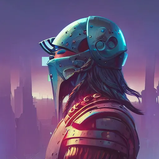 Image similar to cyberpunk viking helmet mask warrior goddess robot ninja fantasy, art gta 5 cover, official fanart behance hd artstation by jesper ejsing, by rhads, makoto shinkai and lois van baarle, ilya kuvshinov, ossdraws