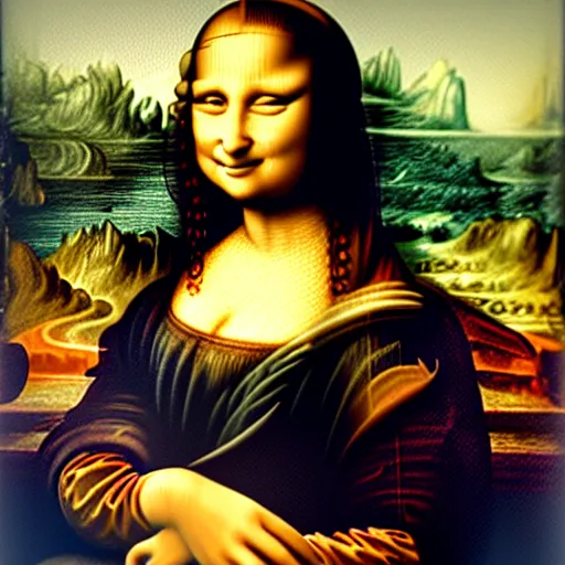 Image similar to the Mona Lisa being painted by an aardvark, real