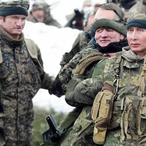 Image similar to Vladimir Putin is fighting at the front against Ukraine epic battle, футуристический стиль