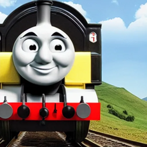 Image similar to thomas the tank engine as the face of god