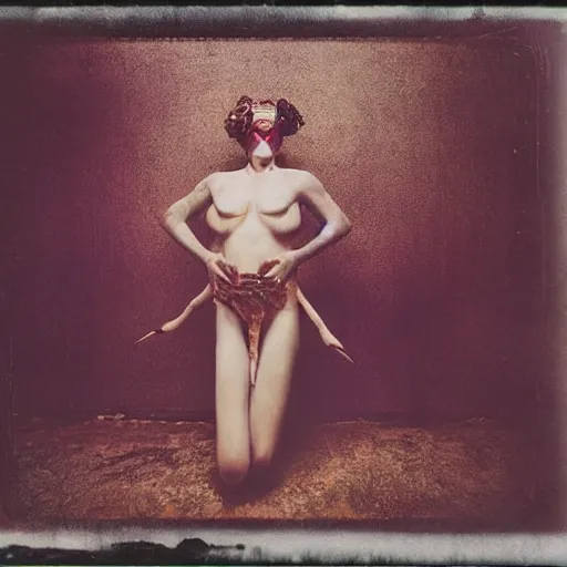 Image similar to kodak portra 4 0 0, wetplate, photo of a surreal artsy dream scene, horror, animal, carneval, grotesque, photographed by paolo roversi style