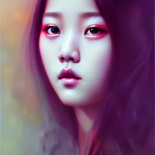 Prompt: jisoo of blackpink, hyperrealistic portrait, by karol bak and agnes cecile and artgerm, fantasy art, photo realistic, dynamic lighting, artstation, poster, volumetric lighting, very detailed face, 8 k, award winning