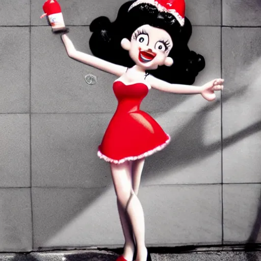 Image similar to UHD candid photo of Betty Boop on a street corner with call girls, UHD, photorealistic, correct face, photo by Annie Leibowitz