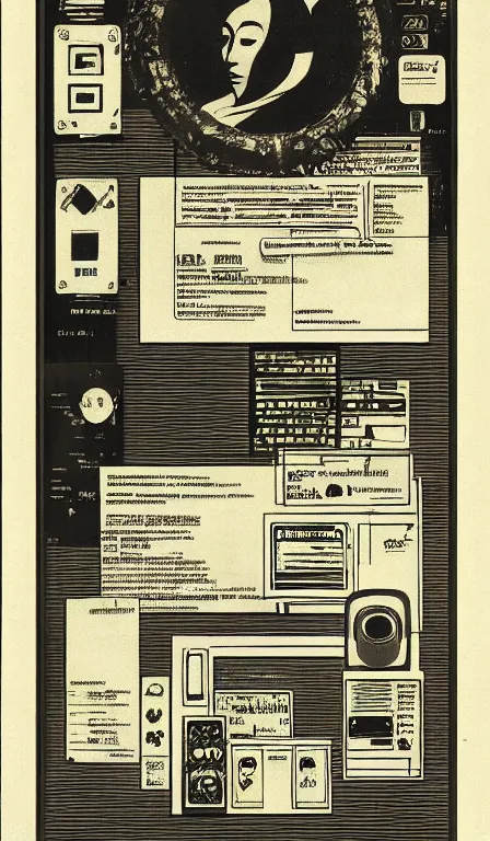 Image similar to GUI for a computer program that transforms you into a Filipino, esoteric, occult, futuristic, app design, web design, Y2K, by Shiro Takatani, Marcel Duchamp, Hannah Hoch