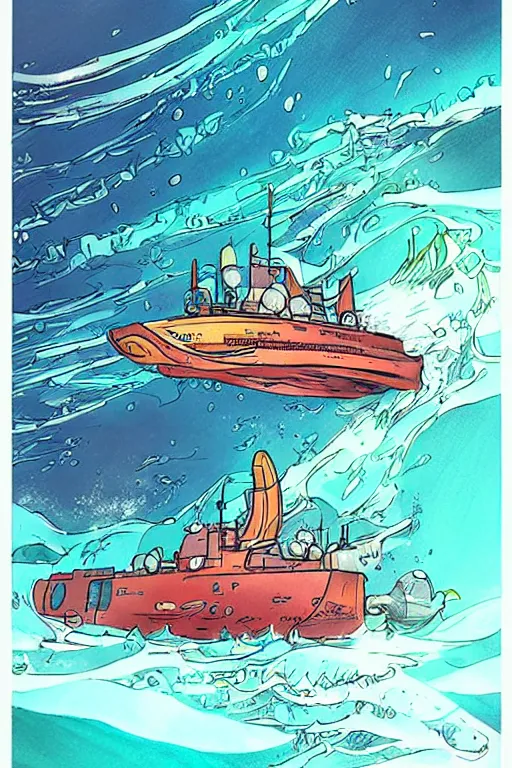 Prompt: journey to the deepest sea, art by eric - anthony johnson, sketch by jacqueline e, color by bo feng lin