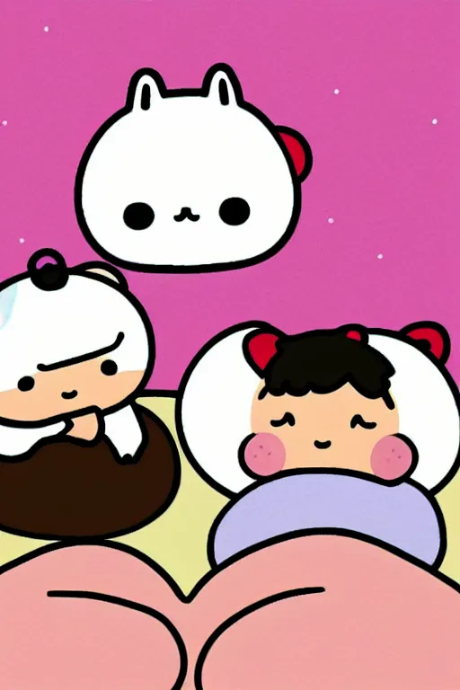 Image similar to molang and piu piu in bed