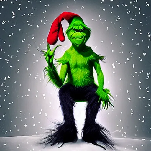Prompt: The grinch , sticking his middle fingers up