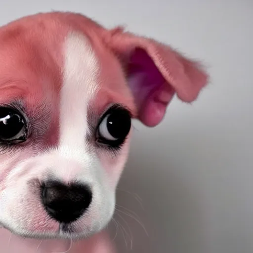 Prompt: an adorable pink puppy