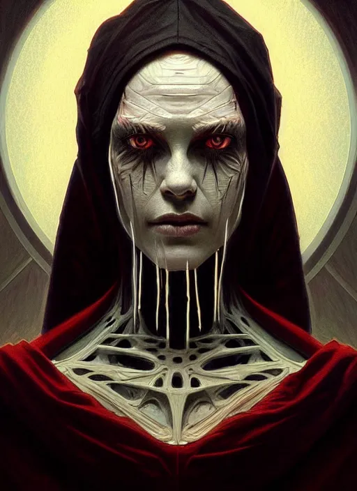 Image similar to symmetry!! portrait of pinhead, horror, moody lights!! intricate, scary, highly detailed, digital painting, artstation, concept art, smooth, sharp focus, illustration, art by artgerm and greg rutkowski and alphonse mucha