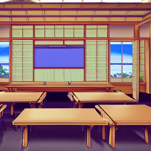 anime japan school class room AI Generated 23035487 Stock Photo at