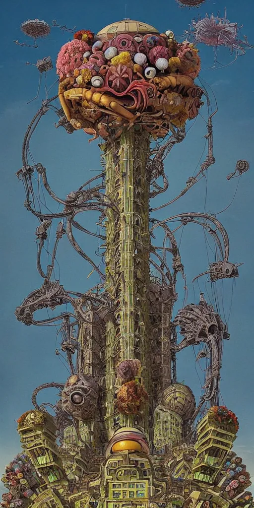 Prompt: colossal alien flower in the middle of abandoned post soviet constructivist cityscape, Stalinist architecture, ultradetailed, Intricate by Hayao Miyazaki and Josan Gonzalez and Giuseppe Arcimboldo and Wes Anderson and H.R. Giger