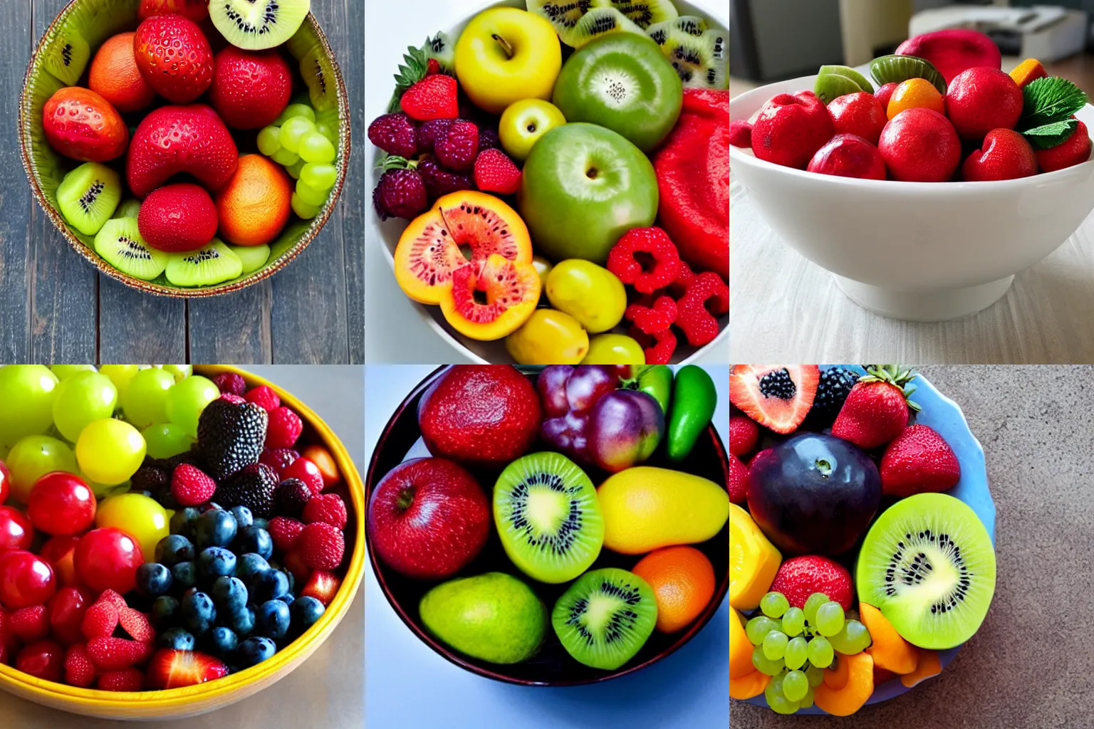 Prompt: extremely delicious fruit bowl, very shiny, very bright, fresh, healthy