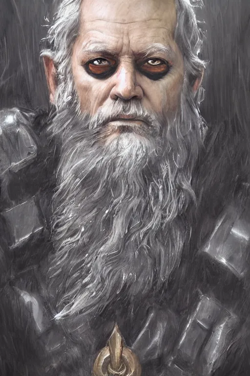 Prompt: concept art portrait painting of odin - the king of the aesir gods with eye patch by james gurney and alix branwyn and leesha hannigan, trending on artstation, detailed