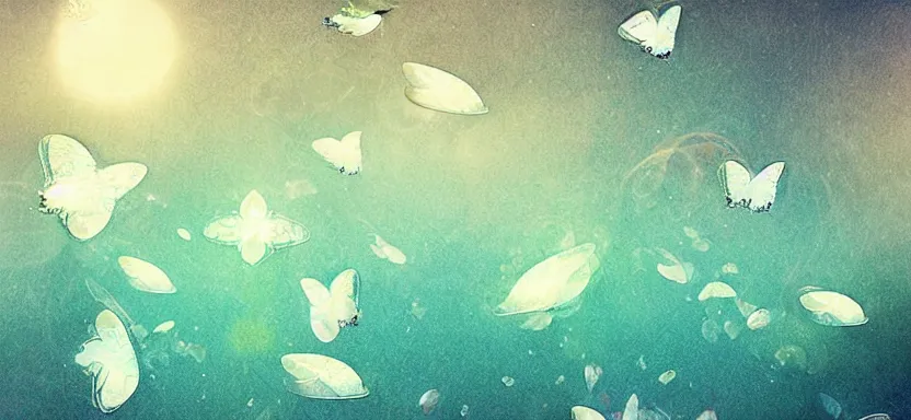 Prompt: ethereal! pale blue butterflies comercial hd underwater bubbles! photography digital art animation 3 d