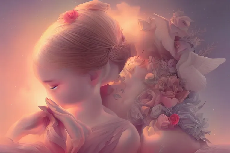 Prompt: lullaby by ross tran, detailed painting, pop surrealism, a vivid landscape, a simple vector based illustration, minimalist, an ultrafine detailed painting by rafal olbinski, airbrush art, artgerm, very detailed, skeuomorphic, behance contest winner