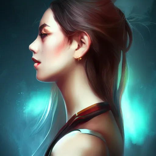 Image similar to pretty girl portrait profile picture, dramatic lighting, digital painting, arcane magic, by rossdraws