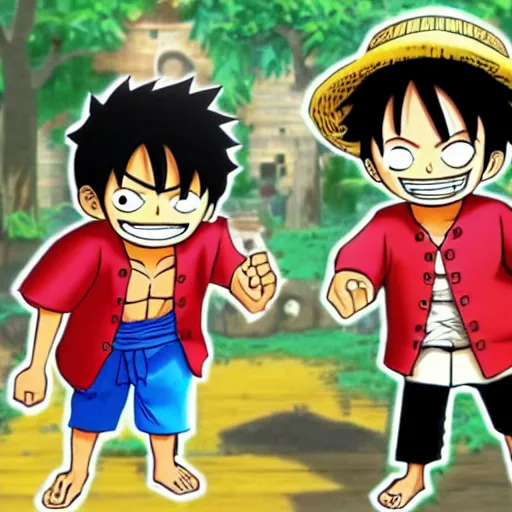 Prompt: Luffy and Zoro playing Roblox, by Eiichirō Oda