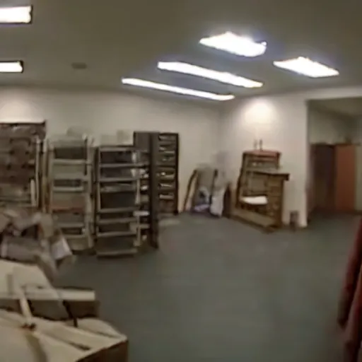 Prompt: Surveillance video of The Backrooms