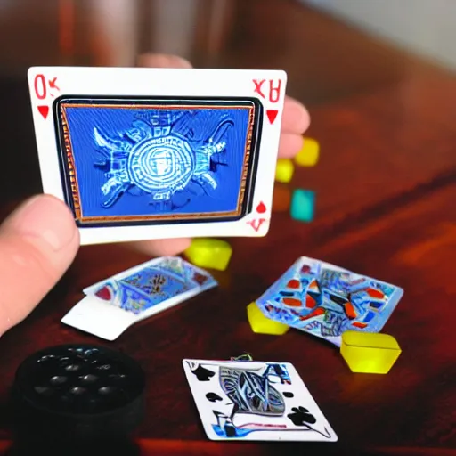 Image similar to robots play cards together.