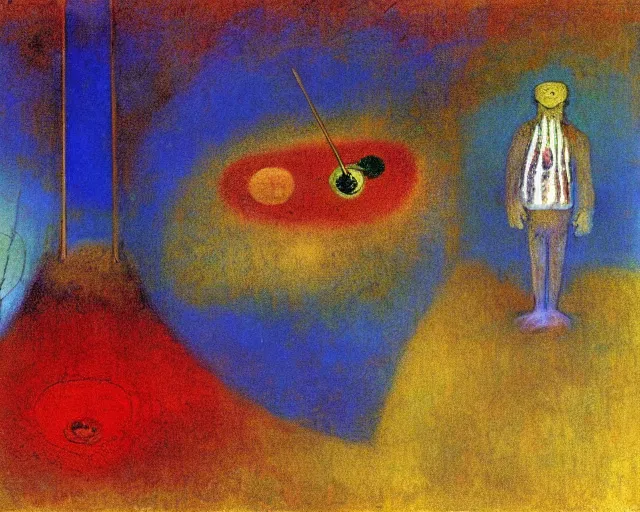 Prompt: Void of the soul. Odilon Redon. Dali. Roberto Matta.