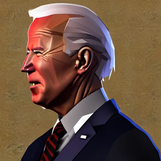 Image similar to 3 d low poly render of joe biden, detailed, award winning