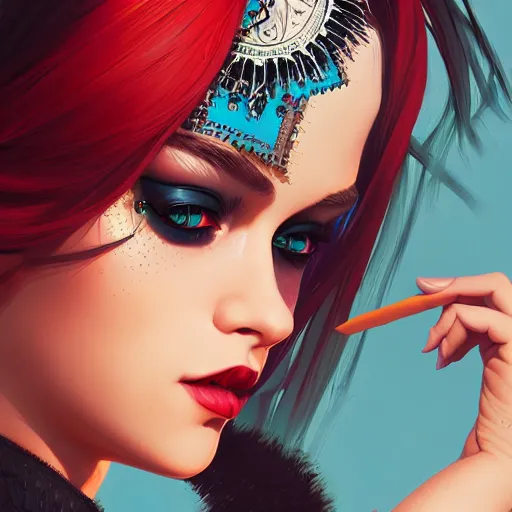 Image similar to a portrait of a beautiful punkrock gypsy, art by ilya kuvshinov and wlop and artgerm and josan gonzalez, digital art, highly detailed, intricate, sharp focus, trending on artstation hq, deviantart, pinterest, unreal engine 5, 4 k uhd image