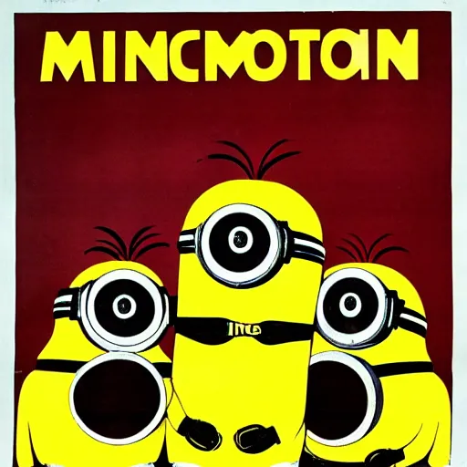 Prompt: soviet poster of minions