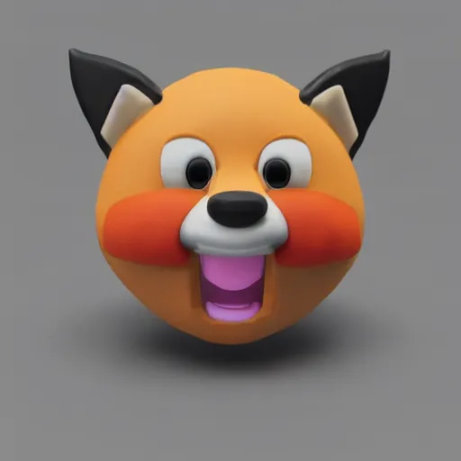 Image similar to fox, clay emoji, a close up of a toy animal on a white surface, a 3 d render by puru, polycount contest winner, rendered in maya, physically based rendering, made of rubber