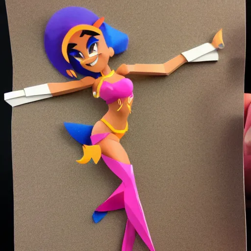 Image similar to a paper model of shantae, paper modeling art.