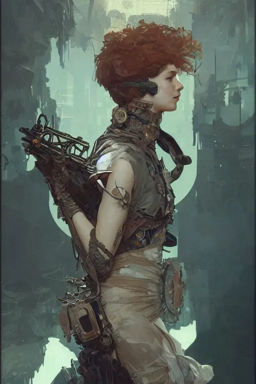 Image similar to A full portrait of a beautiful post apocalyptic offworld balladeer, intricate, elegant, highly detailed, digital painting, artstation, concept art, smooth, sharp focus, illustration, art by Krenz Cushart and Artem Demura and alphonse mucha