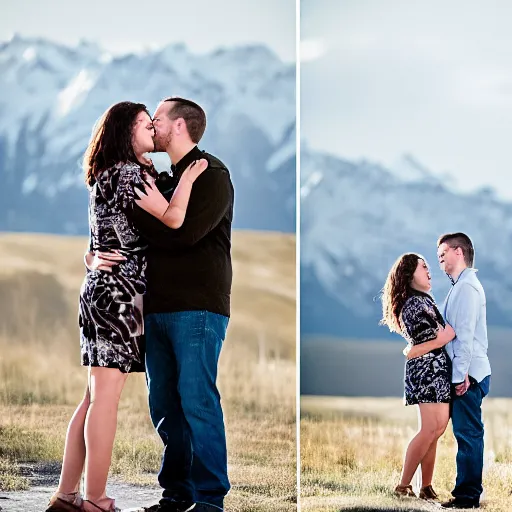 Prompt: denver engagement session at night with milky way background.