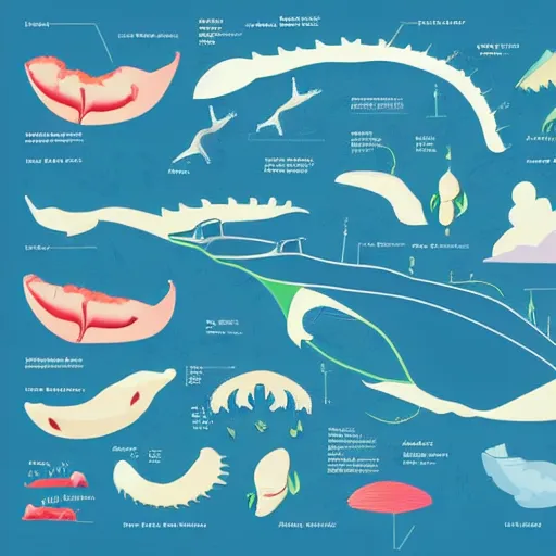 Image similar to kurzgesagt illustration of a blue whale anatomy