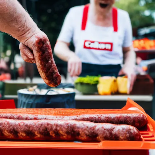 Image similar to bunnings sausage sizzle in hell, canon eos r 3, f / 1. 4, iso 2 0 0, 1 / 1 6 0 s, 8 k, raw, unedited, symmetrical balance, in - frame