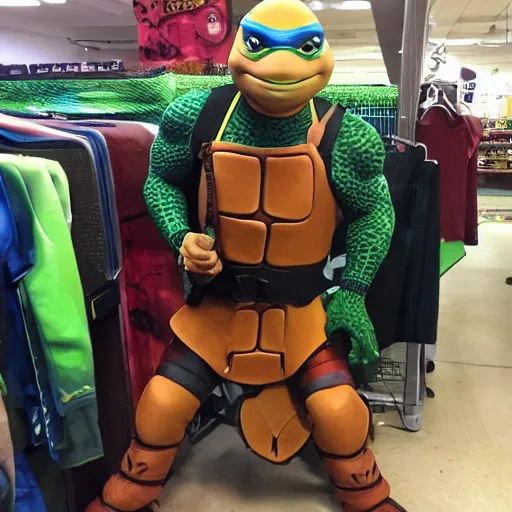 Prompt: Meeting a legit ninja turtle in the backroom of Sears