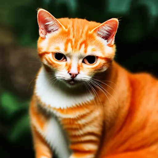 Image similar to orange tabby cat holds heart sign