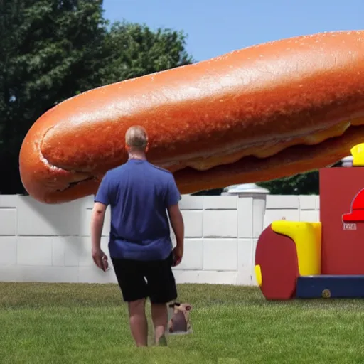 Image similar to a giant hotdog the size of a trojan horse