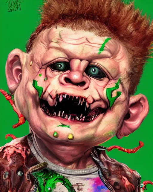 Image similar to gwar as garbage pail kid, hyper realism, fine details, concept art, digital art, deviantart artstation, very sharp,