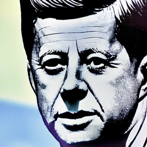 Prompt: jfk full colour close up of face, accurate features