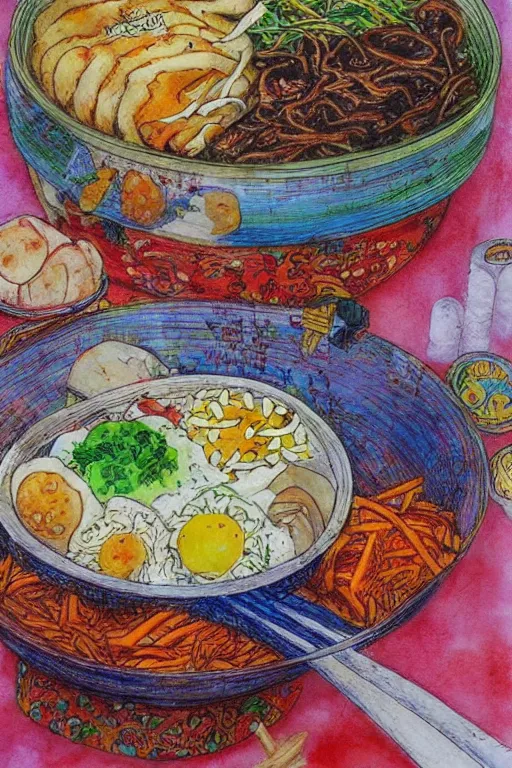 Prompt: korean bibimbap by jerry pinkney