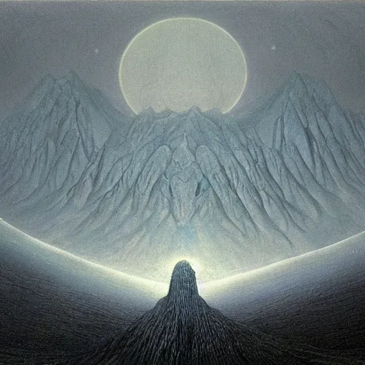 Image similar to lord of the rings the gates of night, melkor, painted by zdzisław beksinski