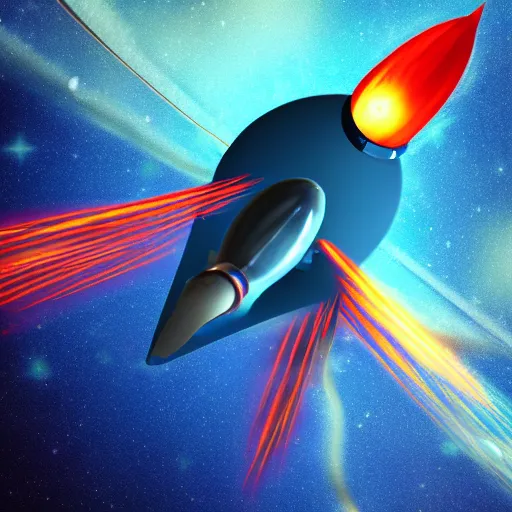 Prompt: Rocket ship, motion blur, explosion, fire, space, digital art