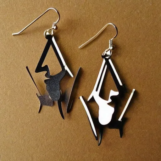 Image similar to 2d lasercut triceatops earrings, popular on artstation, popular on deviantart, popular on pinterest