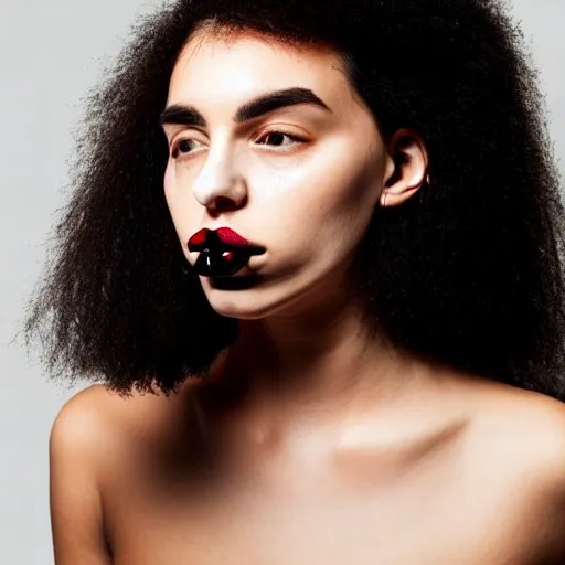 Image similar to a woman with a septum piercing